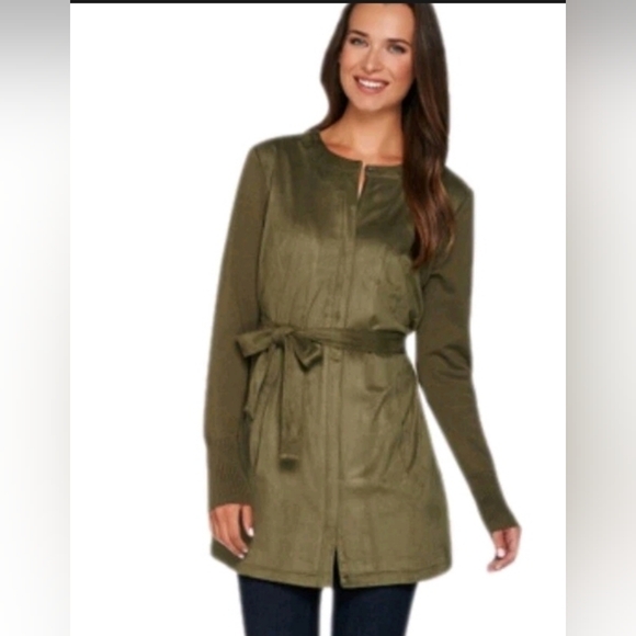 H by Halston Jackets & Blazers - Halston Olive Green Suede Feel Jacket 14